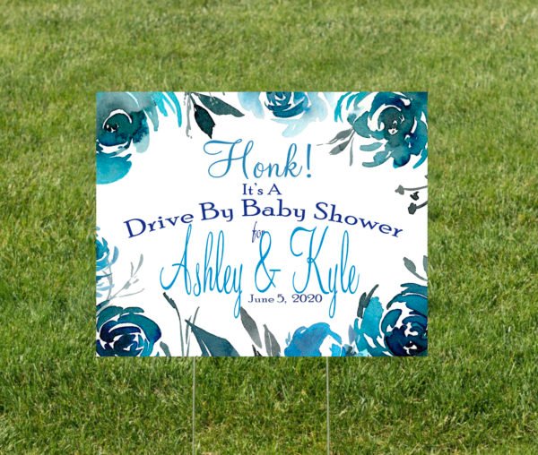 blue baby shower yard sign
