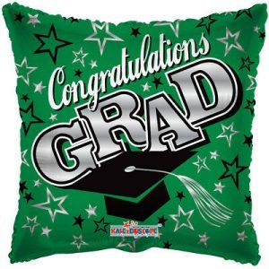 Graduation Green Square Mylar Balloon