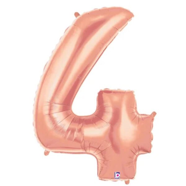 the brat shack number 4 rose gold balloon