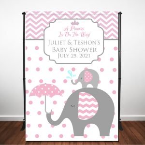 Pink Mommy & Baby elephant Backdrop The Brat Shack