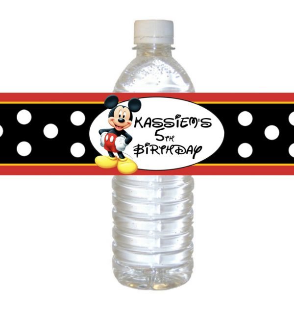 Mickey Mouse water label The Brat Shack