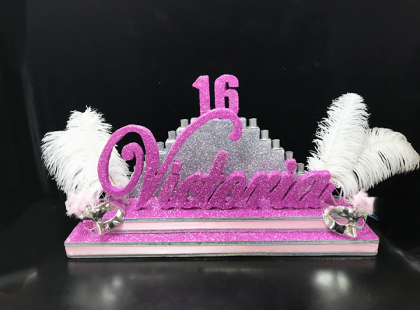 Masquerade Elevated Candelabra with Name The Brat Shack