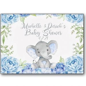 Gray Elephant with Flowers Personalized label The Brat Shack