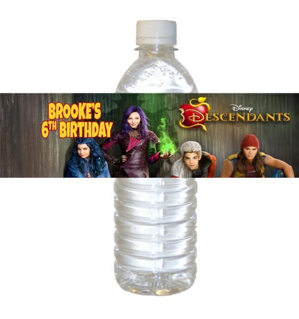 Descendants theme Personalized Water Bottle Label The Brat Shack