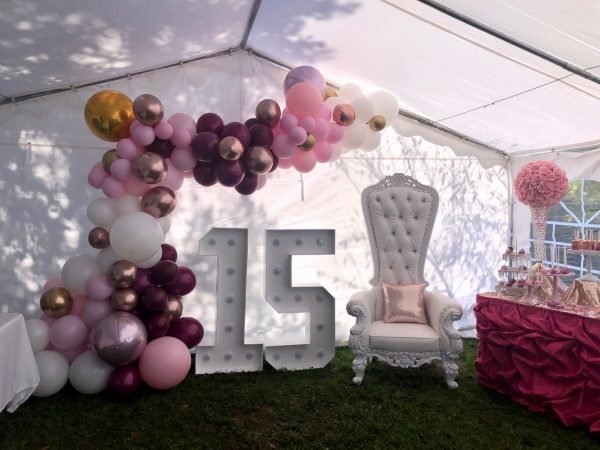 Marquee Number Balloon Arch Chair Package The Brat Shack
