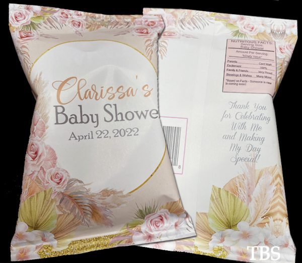 Boho theme chip bag favors The Brat Shack
