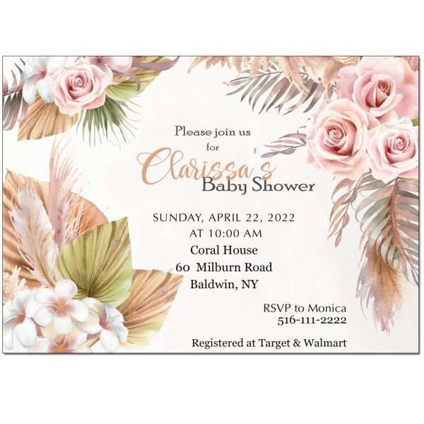 Boho feather theme invitations The Brat Shack