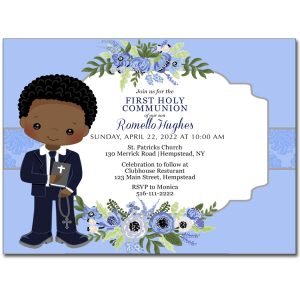 Blue Boy First Holy Communion Invitation