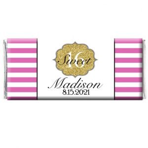 Pink Stripes Sweet 16 Chocolate Wrapper The Brat Shack