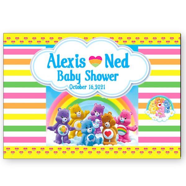 the brat shack care bear theme party labels
