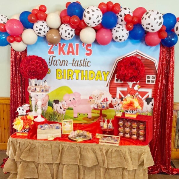 the brat shack balloon garland farm theme