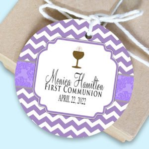 Lilac Chevron Chalice Communion Favor Gift Tags The Brat Shack