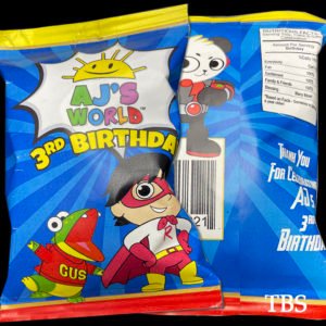 the brat shack- ryan's world chip bag favor