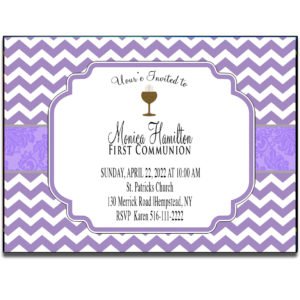 the brat shack Lilac First Holy Communion Chevron Invitation
