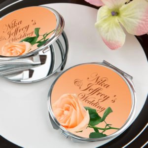 Peach flowers wedding compact favor The Brat Shack