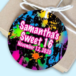 Neon Paint Splatter Favor Gift Tags The Brat Shack