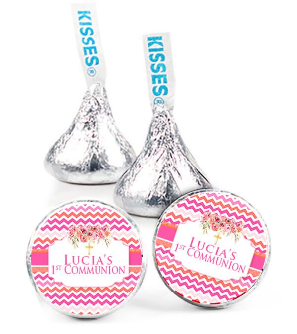 Coral & Pink Chevron Religious Hershey Kisses The brat shack