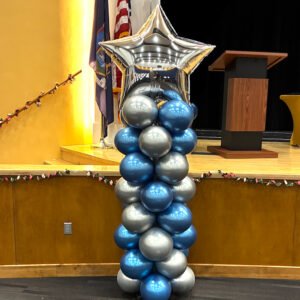 Chrome balloon column with star the brat shack